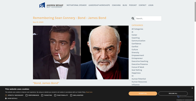 Security scan screenshot of https://www.selfleadership.com/blog/remembering-sean-connery-james-bond