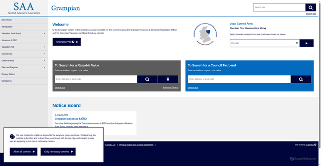 Security scan screenshot of https://www.saa.gov.uk/grampian/