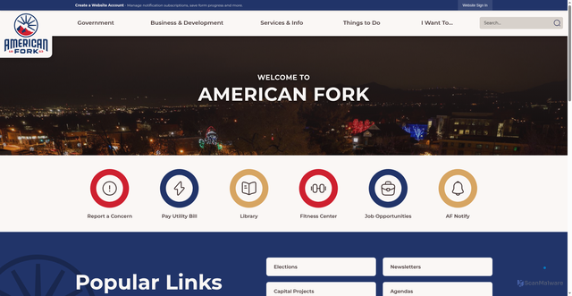 Security scan screenshot of https://americanfork.gov/