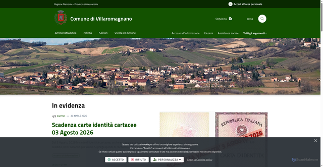 Security scan screenshot of https://www.comune.villaromagnano.al.it