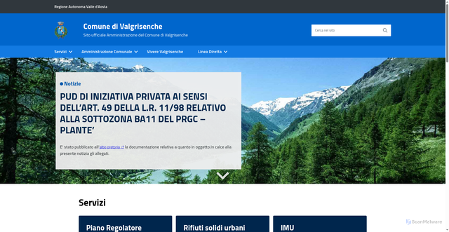 Security scan screenshot of https://www.comune.valgrisenche.ao.it/