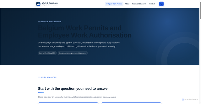 Security scan screenshot of https://workandresidence.com/belgium-work-permits/unlimited-duration-authorisation/