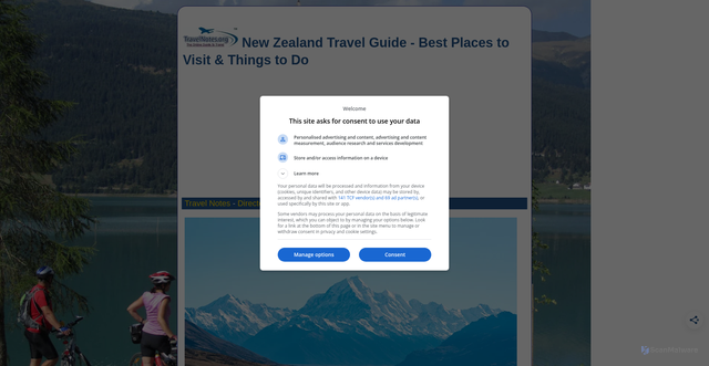 Security scan screenshot of https://travelnotes.org/Oceania/new_zealand.htm