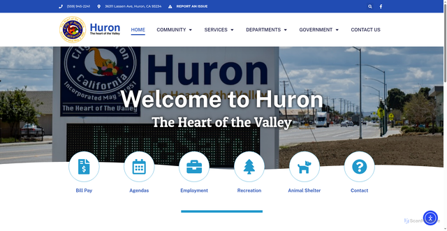 Security scan screenshot of https://huronca.gov/