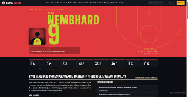 Security scan screenshot of https://hoopsnightly.com/players/ryan-nembhard