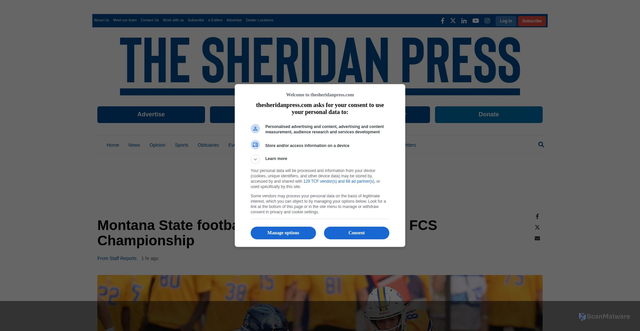 Security scan screenshot of https://www.thesheridanpress.com/sports/college-sports/montana-state-football-to-face-illinois-state-for-fcs-championship/article_d39789a5-30f6-4244-a266-4a9fead0231d.html