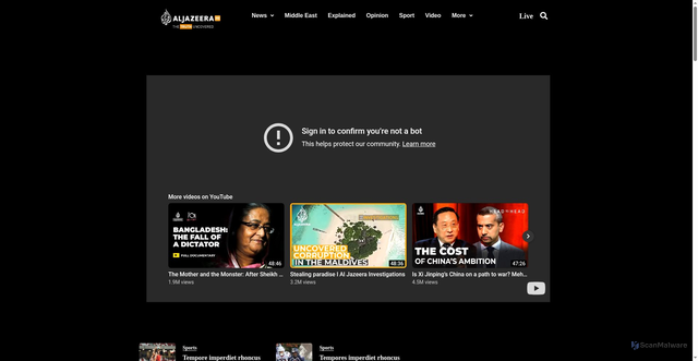 Security scan screenshot of https://aljazeera.blog/
