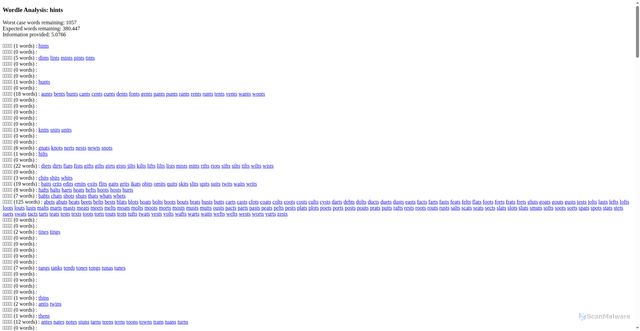 Security scan screenshot of https://www.cse.msu.edu/~ofria/Wordle/words/hints.html