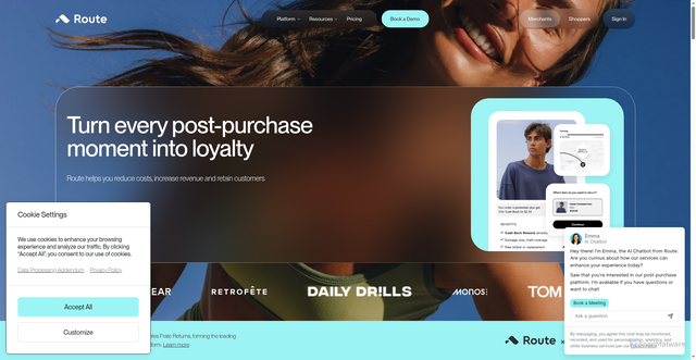 Security scan screenshot of https://route.com