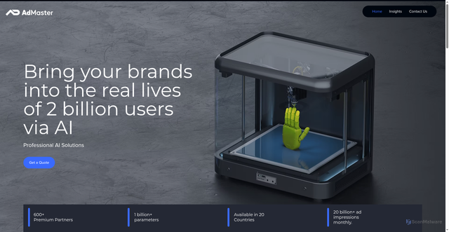 Security scan screenshot of https://admaster.cc
