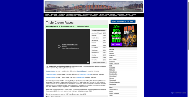 Security scan screenshot of https://www.365horses.com/triple_crown.html
