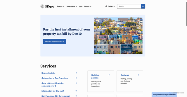 Security scan screenshot of https://www.sf.gov/