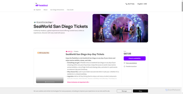 Security scan screenshot of https://www.san-diego-tickets.com/seaworld/