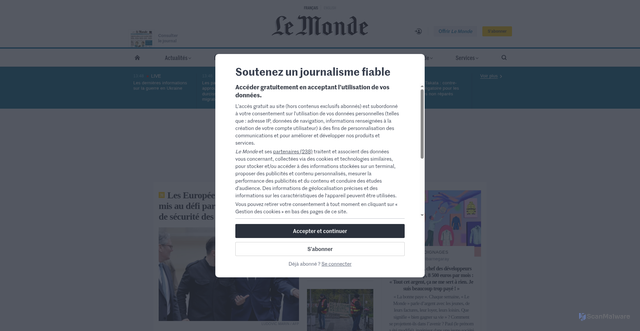 Security scan screenshot of https://clientpickup-fr.com/