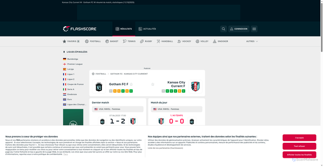 Security scan screenshot of https://www.flashscore.fr/h2h/football/gotham-fc-l8iSqzTb/kansas-city-current-nHE01nbk/