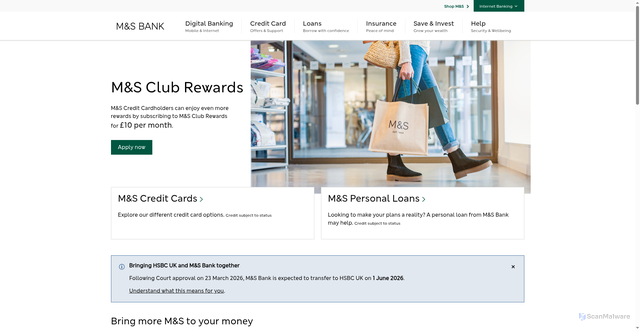 Security scan screenshot of https://www7.marksandspencer.com