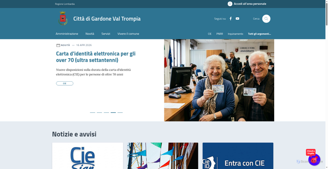 Security scan screenshot of https://www.comune.gardonevaltrompia.bs.it