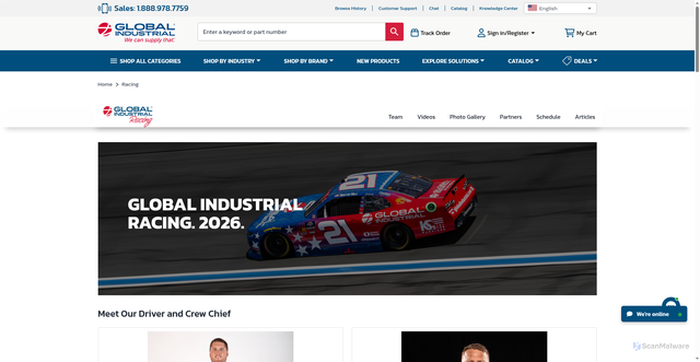 Security scan screenshot of https://www.globalindustrial.com/racing?srsltid=AfmBOorkMbRwCU7ujBOEoprmrdxjfrXzOngdfRuhwJGd8GFAgY3gYDdF