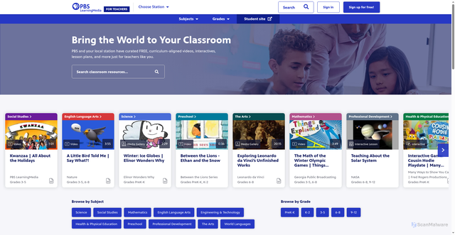 Security scan screenshot of https://www.pbslearningmedia.org