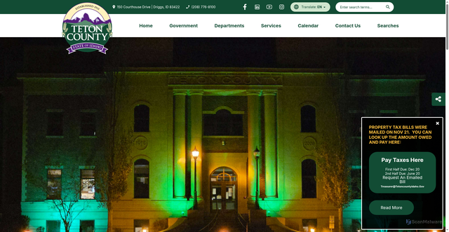 Security scan screenshot of https://tetoncountyidaho.gov/