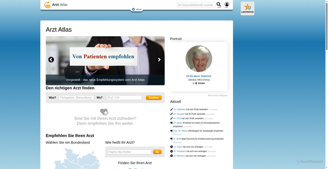 Security scan screenshot of https://arzt-atlas.de