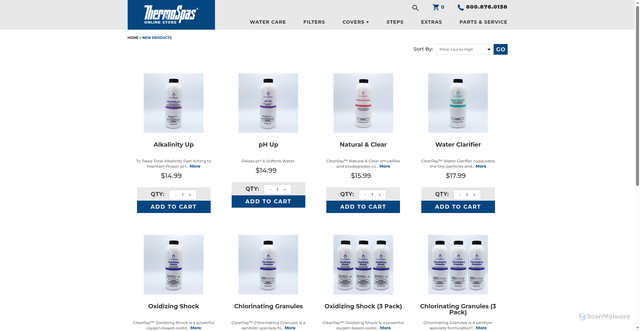 Security scan screenshot of https://online.thermospas.com/category-s/61.htm