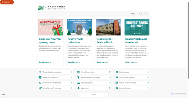 Security scan screenshot of https://www.ambervalley.gov.uk/