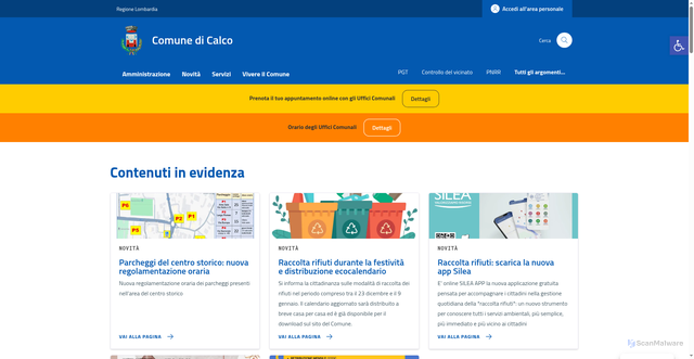 Security scan screenshot of https://comune.calco.lc.it/