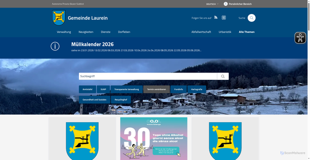 Security scan screenshot of https://www.gemeinde.laurein.bz.it/de