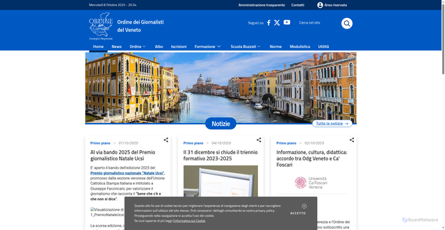 Security scan screenshot of https://www.ordinegiornalisti.veneto.it/