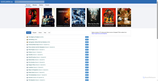 Security scan screenshot of https://goojara.to