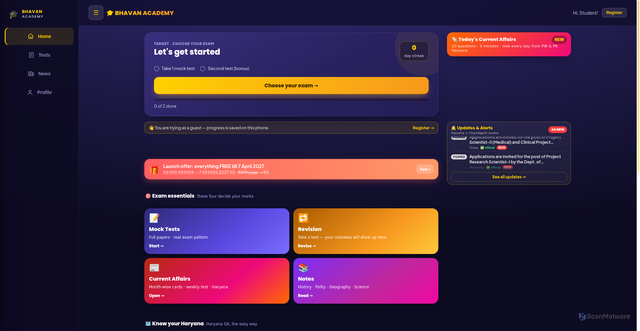 Security scan screenshot of https://bhavan-academy.pages.dev/
