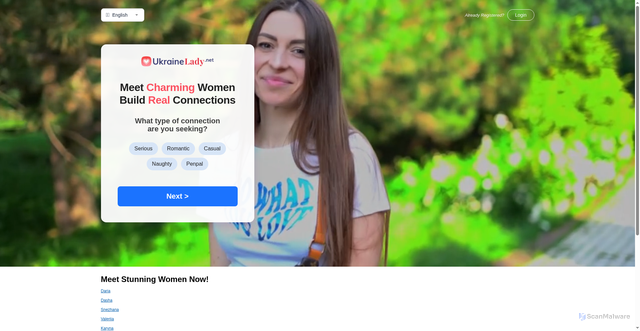 Security scan screenshot of https://www.ukrainelady.net/qa/register04.php?aid=2755&oid=CP287341&qpid_offer_id=ULD_802315TKEDK&qpid_subid=xferryx2202&source_tag=ENG