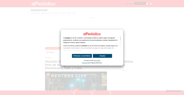 Security scan screenshot of https://www.elperiodico.com/es/internacional/20251028/huracan-melissa-hoy-trayectoria-jamaica-ultima-hora-directo-en-vivo-123092159
