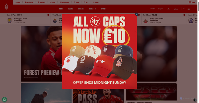 Security scan screenshot of https://nottinghamforest.co.uk