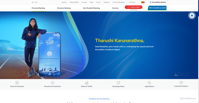 Security scan screenshot of https://www.combank.lk/