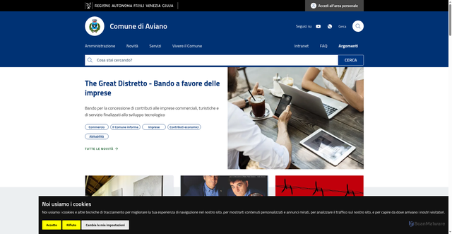 Security scan screenshot of https://www.comune.aviano.pn.it/