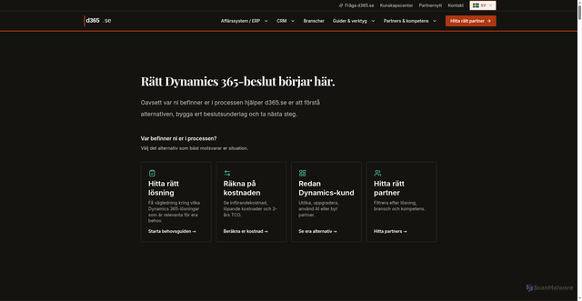 Security scan screenshot of https://d365.se