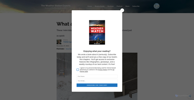 Security scan screenshot of https://theweatherstationexperts.com/what-is-a-snow-squall/