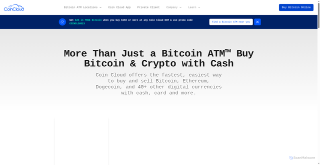 Security scan screenshot of https://coincloudatm.com/