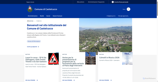 Security scan screenshot of https://www.comune.castelcucco.tv.it