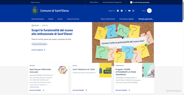 Security scan screenshot of https://www.comune.santelena.pd.it/