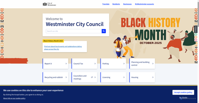 Security scan screenshot of https://www.westminster.gov.uk/