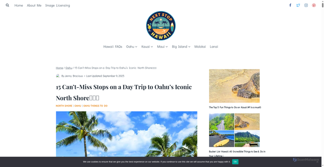Security scan screenshot of https://nextstophawaii.com/north-shore-oahu/