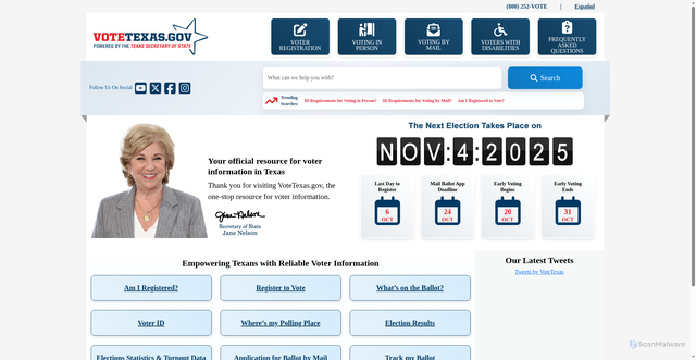 Security scan screenshot of https://www.votetexas.gov/