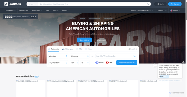 Security scan screenshot of https://bid.cars