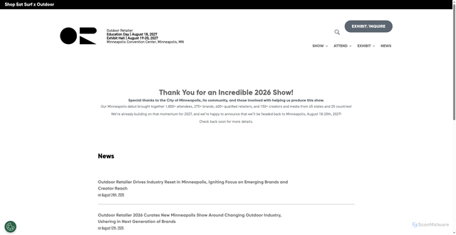 Security scan screenshot of https://outdoorretailer.com