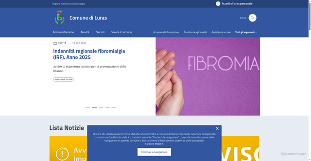 Security scan screenshot of https://www.comune.luras.ss.it/