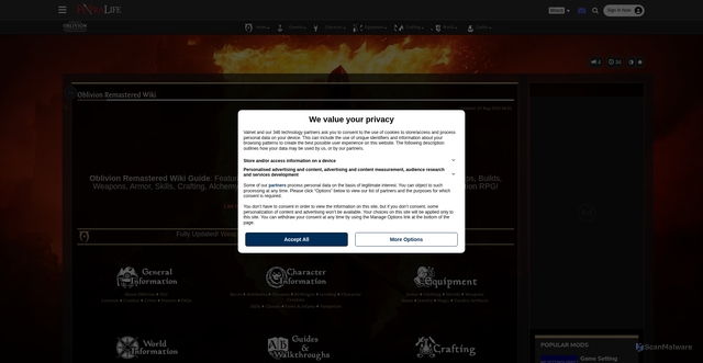 Security scan screenshot of https://oblivionremastered.wiki.fextralife.com/Oblivion+Wiki