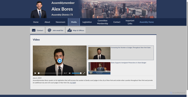 Security scan screenshot of https://www.assembly.ny.gov/mem/Alex-Bores/video/22529/
